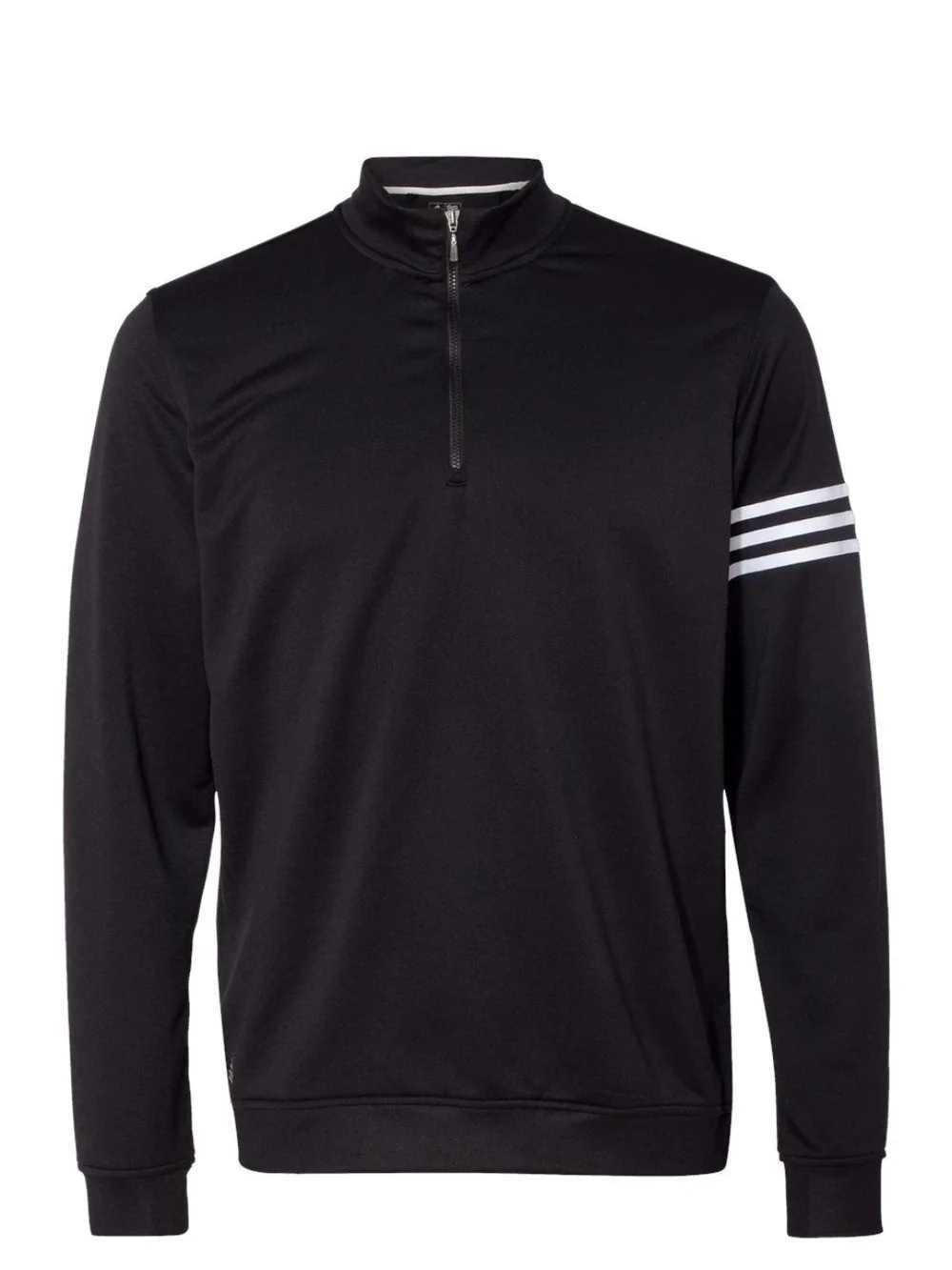 Men's Adidas Golf Climalite Black Quarter-Zip 3 Stripes Long Sleeve EUC Pullover